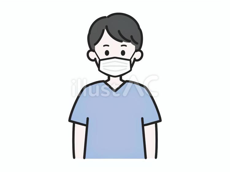 マスク／男性医療スタッフ①（ブルー） 男性,マスク,感染のイラスト素材