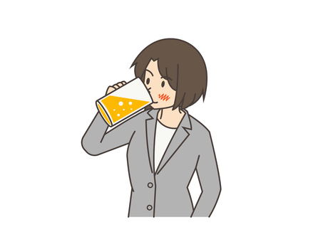 女性社員（飲酒） 飲酒,ビール,女性,若い,社員,人物,シンプル,ベクター,透過png,素材のイラスト素材