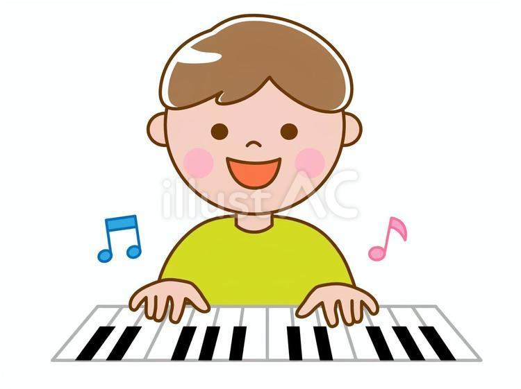 ピアノを弾く男の子 ピアノ,練習,音楽のイラスト素材