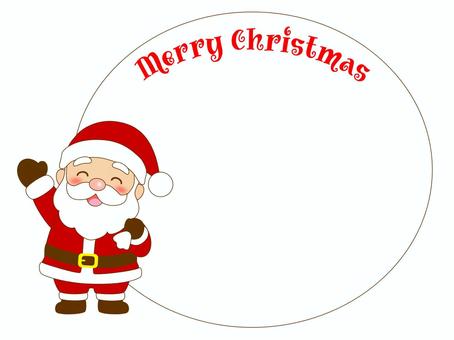 サンタクロースと袋_フレーム_1 クリスマス,プレゼント,ギフト,フレーム,テキストスペース,コピースペース,サンタクロース,グリーティングカード,冬,ハッピーホリデーのイラスト素材