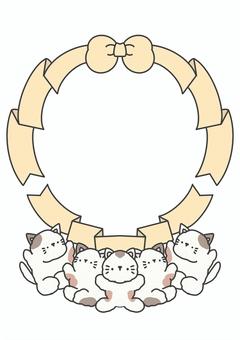 Fluffy ribbon and cat frame, , JPG and PNG