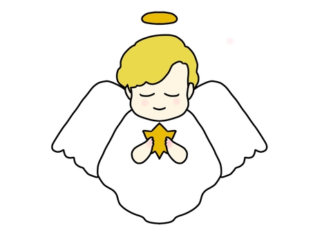 お祈りする星を持った天使 天使,天使ちゃん,お祈り,祈る,星,クリスマス,キラキラ,かわいい,羽根,白いのイラスト素材
