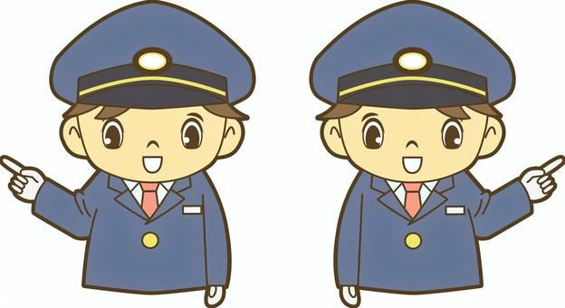 指差し確認する鉄道員 駅員,車掌,運転士,運転手,鉄道員,乗務員,鉄道,新幹線,路面電車,地下鉄のイラスト素材