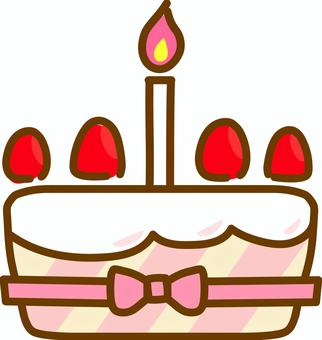 バースデーケーキ バースデーケーキ,ケーキ,いちご,スポンジ,ろうそく,リボン,イラスト,挿絵のイラスト素材