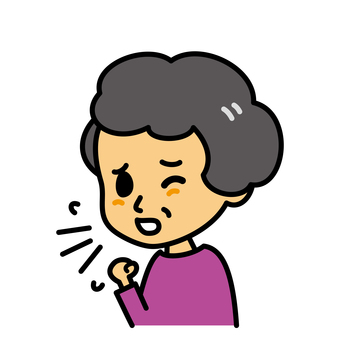 シニア女性　せき せき,高齢者,病気,風邪,インフルエンザ,症状,ぜんそく,女性,シニア,お年寄りのイラスト素材
