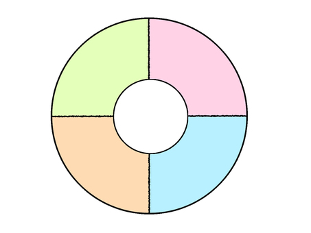 Illustration, pie chart, 4 split, blank, 