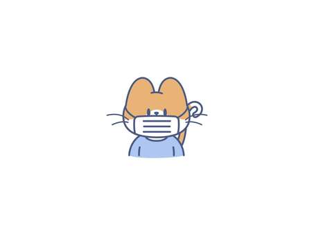マスクをするねこ マスク,ねこ,風邪,予防,キャラクターのイラスト素材