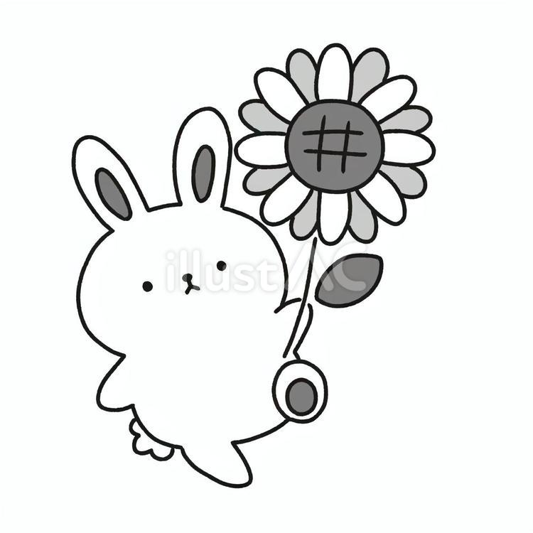 うさぎと向日葵 向日葵,うさぎ,夏のイラスト素材