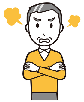 ニット中年男性(黄)-441-バスト  ニット中年男性(黄)-441-バスト 正面,怒る,おじさん,男性,中年,お父さん,パパ,シニア,ミドルエイジ,人物のイラスト素材