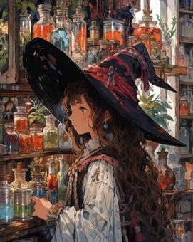 Illustration, witch, medicine, colorful, 