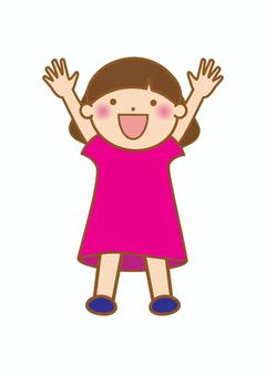 バンザイする女の子 バンザイ,女の子,喜ぶ,万歳,やった,笑顔,人物,両手,子供のイラスト素材