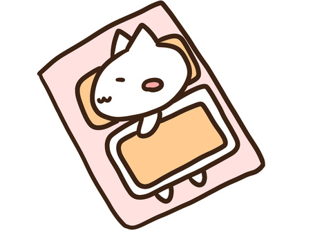 保育園で布団でお昼寝するかわいいねこ 保育園,お昼寝,お布団,お泊まり保育,ねこ,横向き,幼稚園,かわいい,保育,教育のイラスト素材