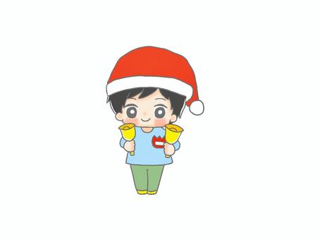 ハンドベル 園児クリスマス7 ハンドベル 園児クリスマス7 手描き,男の子,黒髪,クリスマス,ハンドベル,サンタクロース,スモック,帽子,クリスマス会,お遊戯のイラスト素材