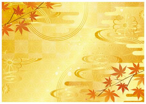 Illustration, autumn, autumn leaves, japanese style, 