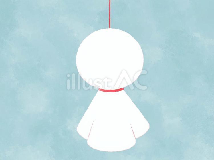 てるてる坊主/水彩風/顔なし シンプル,かわいい,アイコンのイラスト素材