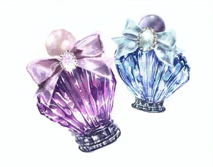 シェル風ビビッドパフューム 香水,コスメ,キラキラ,鮮やか,ファンシー,ゆめかわいい,お洒落,ファッション,マーメイド,リボンのイラスト素材