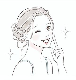 肌が綺麗になって嬉しい女性 美容,人物,保湿,肌,女性,化粧水,美肌,スキンケア,キレイ,可愛いのイラスト素材