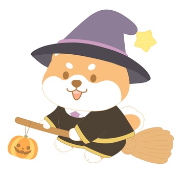 ハロウィンの柴犬 (魔法使い) ハロウィン,ハロウィーン,halloween,柴犬,魔法使い,魔術師,仮装,コスプレ,衣装,コスチュームのイラスト素材