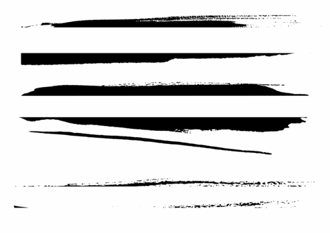 筆タッチのいろいろな線の素材 筆タッチ,筆線,かすれ,黒,流れ,年賀状素材,手描き,勢い,和風,和デザインのイラスト素材