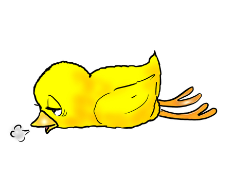 もっと元気がないヒヨコ 動物,鳥,ヒヨコ,ため息,全身,手書きのイラスト素材