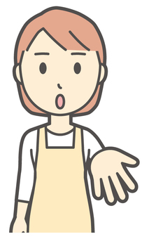  エプロン女性-017-バスト ください,真剣,主婦,エプロン,女性,ママ,ヘルパー,家政婦,家事代行,人物のイラスト素材
