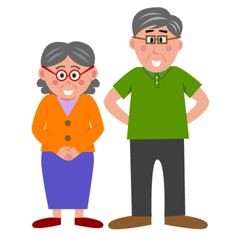 Illustration, grandmother, old man, grandfather, 