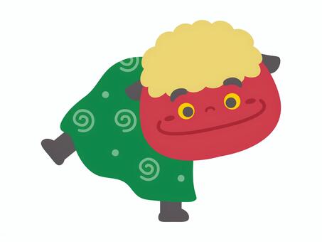 獅子舞い02 獅子舞い,正月,縁起物,和風,1月,冬,行事,かわいい,挿し絵のイラスト素材