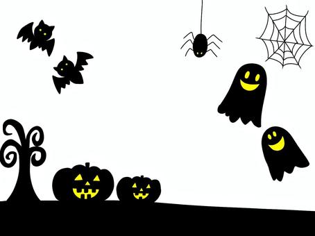 ハロウィン背景透過有り ハロウィン,イベント,行事,秋,10月,背景,かぼちゃ,ジャックオーランタン,かわいい,木のイラスト素材