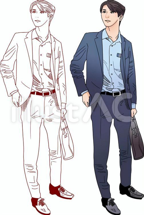 男子立ち姿6 男性,スーツ,サラリーマンのイラスト素材