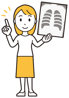  ロングヘア女性(黄)-026-全身 検査,女性,女の子,人物,かわいい,レントゲン,レントゲン写真,治療,診察,病院のイラスト素材