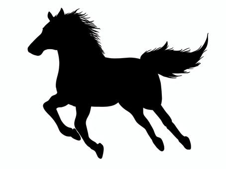 走る馬シルエット 黒 馬,シルエット,黒,影,干支,午年,走る,駆ける,競馬,競走馬のイラスト素材