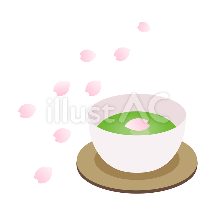 桜と緑茶 お茶,緑茶,ドリンクのイラスト素材