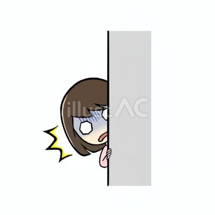 ショックなものを見てしまった小学生女児 ショック,目撃,衝撃のイラスト素材