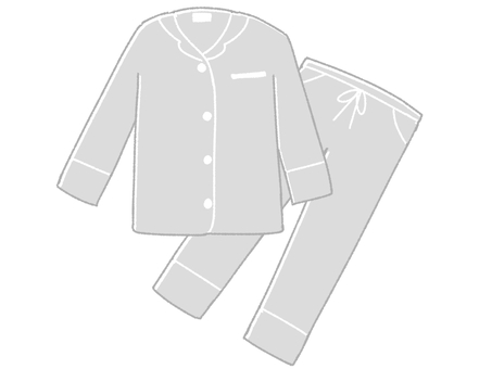 春秋パジャマ上下セット　グレー パジャマ,寝巻き,夜間着,部屋着,服装,洋服,ルームウェア,トップス,ボトムス,長袖のイラスト素材