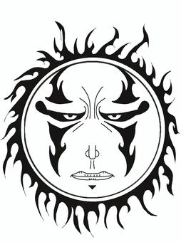 トライバル・太陽 トライバル,太陽,タトゥー,顔,オシャレのイラスト素材