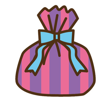 Illustration, gift, gift bag, striped handle, JPG, PNG and EPS