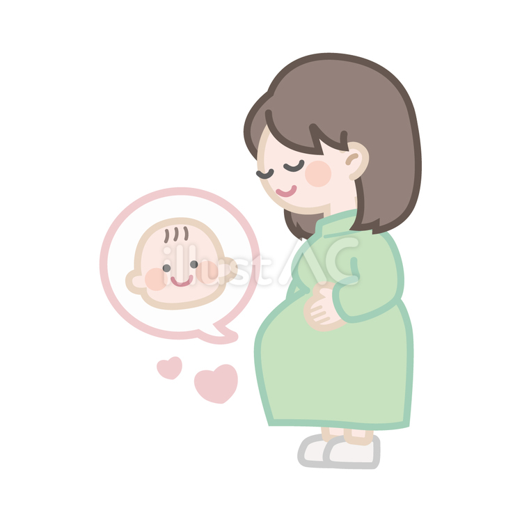 おなかの大きな妊婦さんのイラスト 妊娠,出産,赤ちゃんのイラスト素材