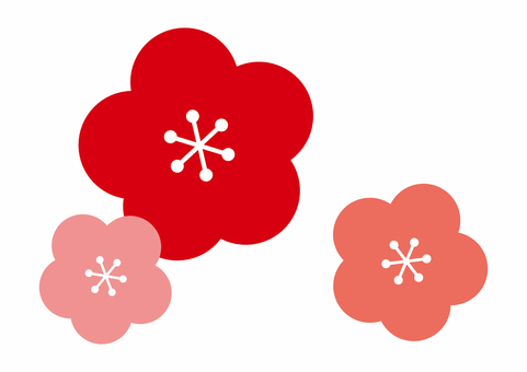 かわいい梅の花のイラスト 梅,花,お正月,新春,新年,年賀状,迎春,和,和風,1月のイラスト素材