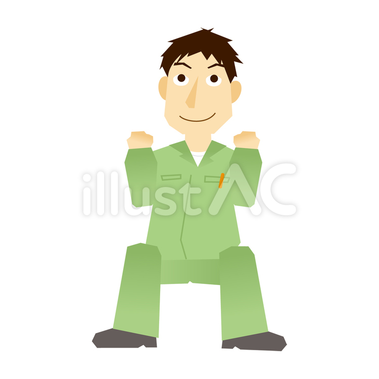 がんばる作業服の男性 男性,人物,作業服のイラスト素材