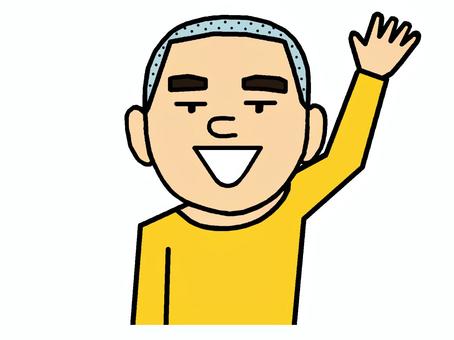 挨拶 挨拶,合図,人物,男性,男の子,少年,手を上げる,アピール,イラストのイラスト素材