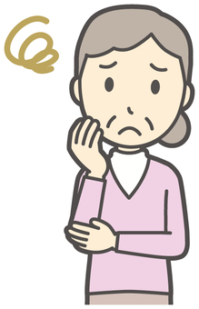  老人女性ハイネック-204-バスト 困った,お婆さん,女性,老人,私服,人物,かわいい,高齢者,祖母,おばさんのイラスト素材