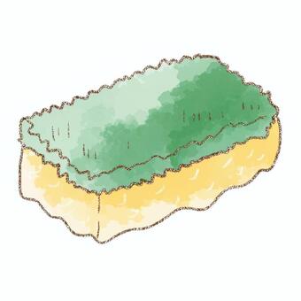キッチンスポンジ スポンジ,掃除用具,キッチン用品,水彩,鉛筆のイラスト素材