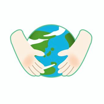 地球を手で抱いている 地球,手,環境,保護,自然,環境問題のイラスト素材