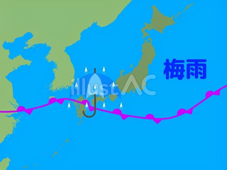 梅雨 梅雨前線,梅雨,初夏のイラスト素材