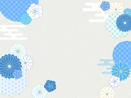 夏の花と和柄の背景