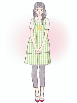 幼稚園の先生イラストエプロン姿 女性,女の子,きれい,可愛い,人物,保育士,幼稚園,保育園,先生,子育てのイラスト素材