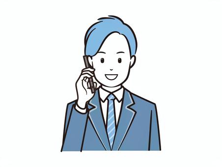 スマホで通話する笑顔のブレザー男子学生 スマホ,スマートフォン,通話,通信,学生,高校生,生徒,男子学生,男子,電話のイラスト素材