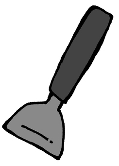 ヘラ（黒） ヘラ,コテ,テコ,カエシ,フライ返し,起こし返し,起こし金,ひっくり返す,お好み焼き,パンケーキのイラスト素材