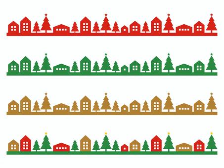 クリスマスの街並みラインセット クリスマスの街並みラインセット 街並み,クリスマス,ライン,街,家,ツリー,木,住宅,住まい,暮らしのイラスト素材