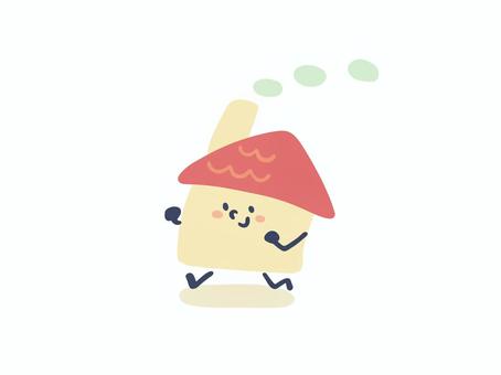 お家（急ぐ） 家,急ぐ,走る,散歩,戸建て,建物,家屋,一軒家,優しい,挿し絵のイラスト素材